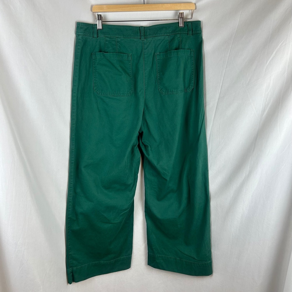Talbots Womens Green Wide Leg Utility Pants High Rise Cropped Cotton Blend 12 - Picture 5 of 8